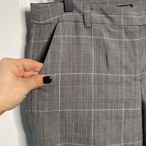 J. Crew Factory Plaid Trouser Pants Grey Baby Blue and black Favorite Fit - Picture 4 of 12